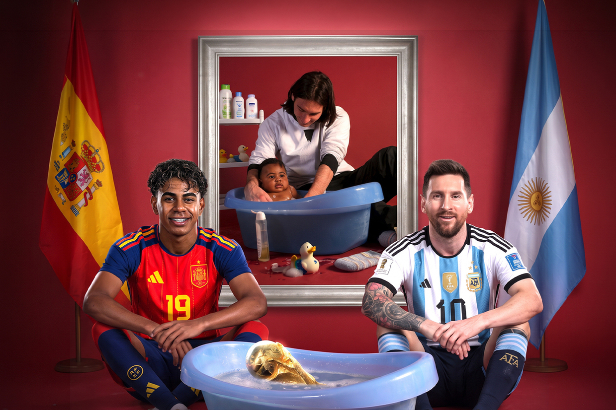 O banho abençoado dado por Messi a Yamal: «Foi a primeira vez que pegou num bebé ao colo»